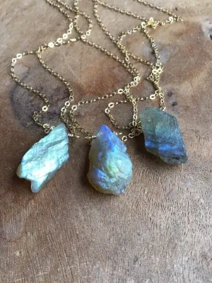 Raw Labradorite Crystal Necklace