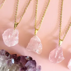 Raw Rose Quartz Necklaces