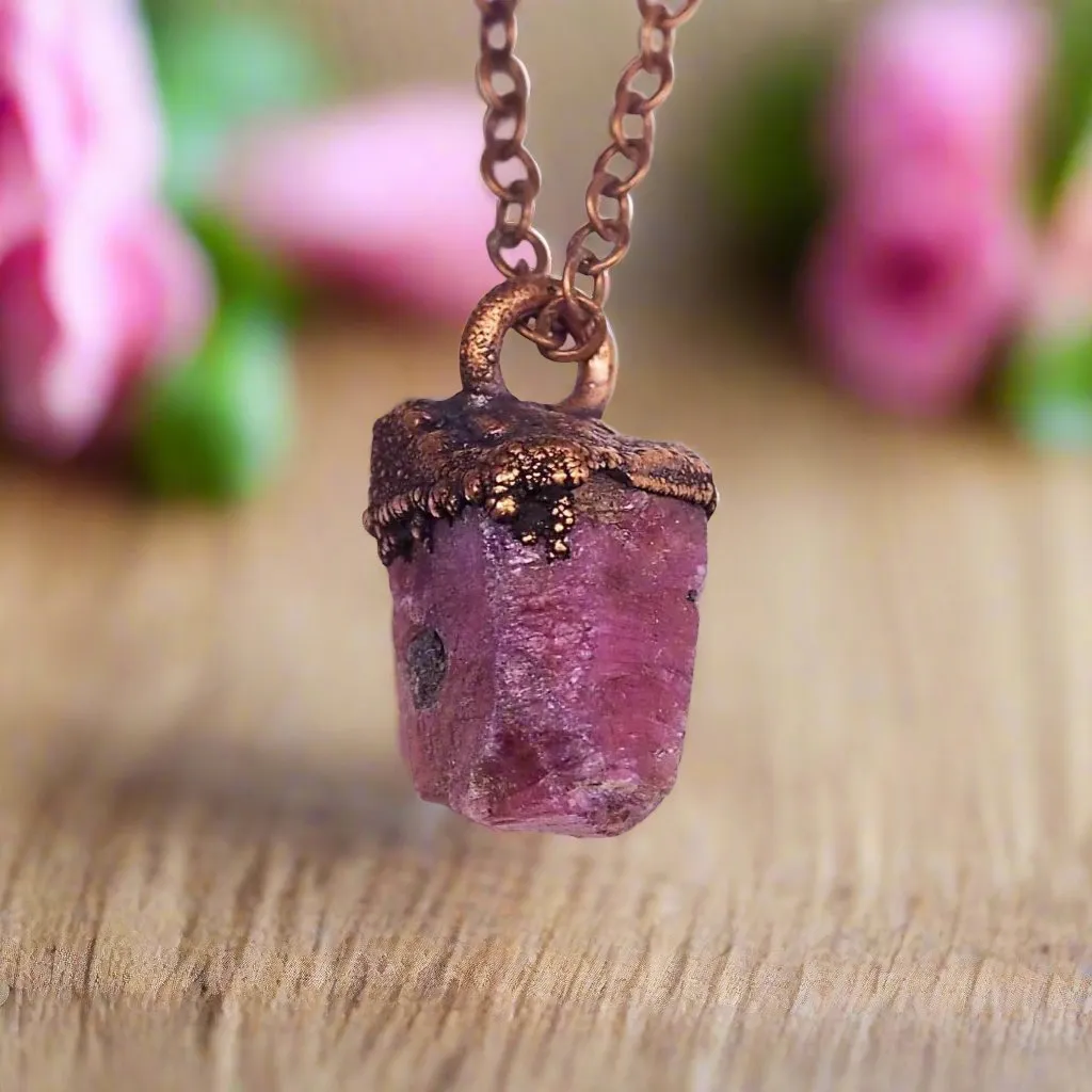 Raw Ruby and Copper Necklace