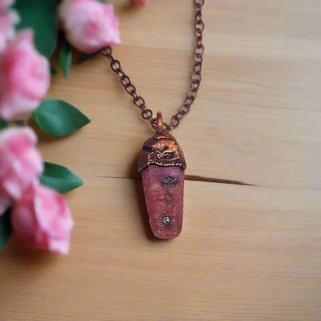 Raw Ruby and Copper Necklace