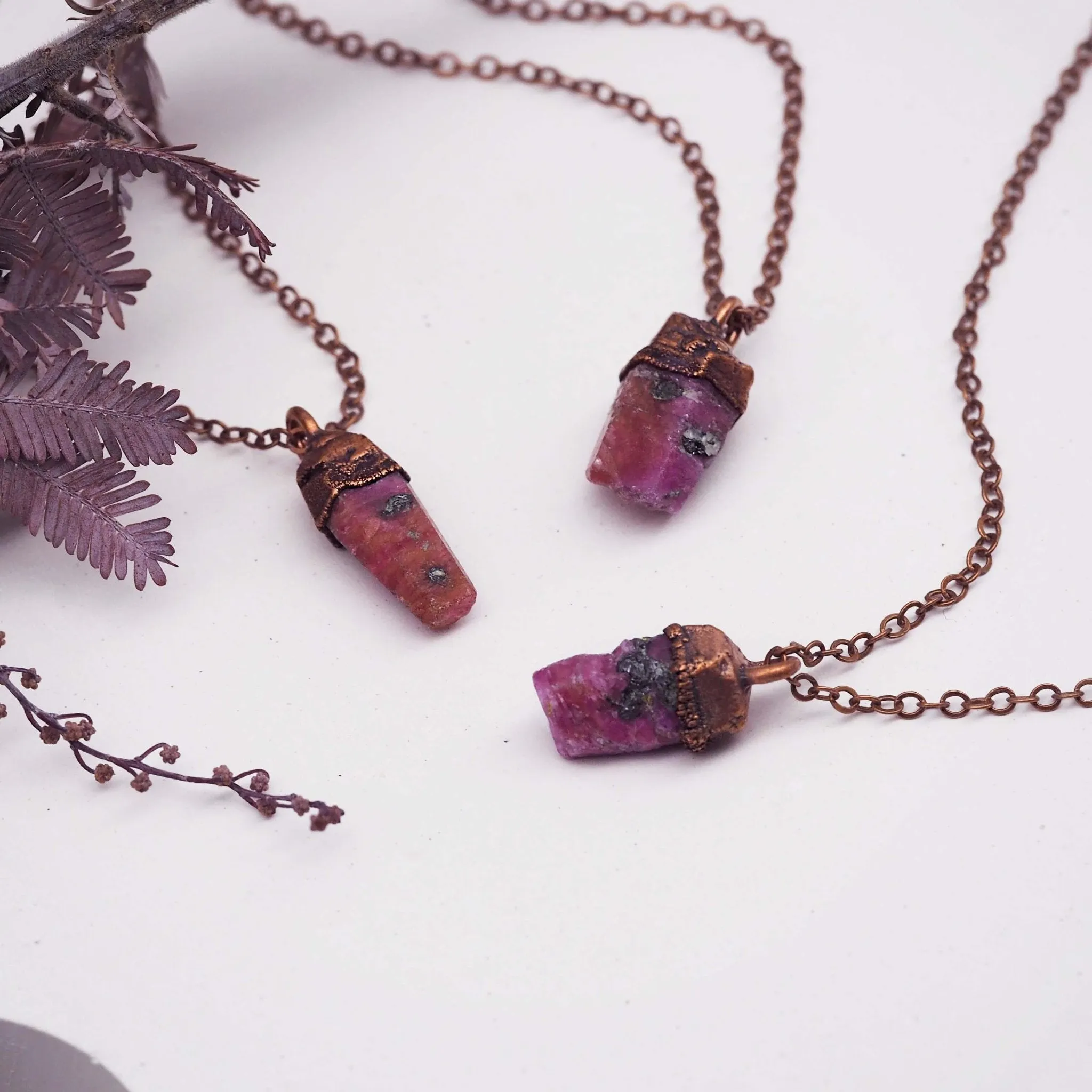 Raw Ruby and Copper Necklace