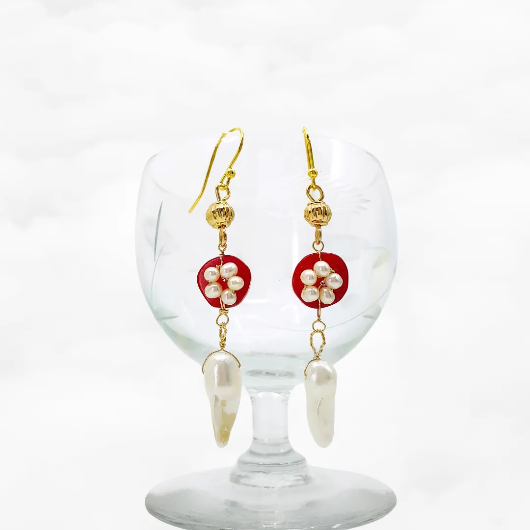 Red Coral Plum Blossom Earrings