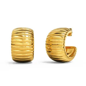 Ridged Hoop Gold layered Stud Earrings