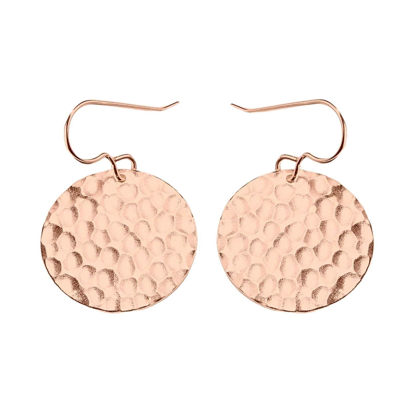 Rose Gold Hammered Disc Dangle Earrings