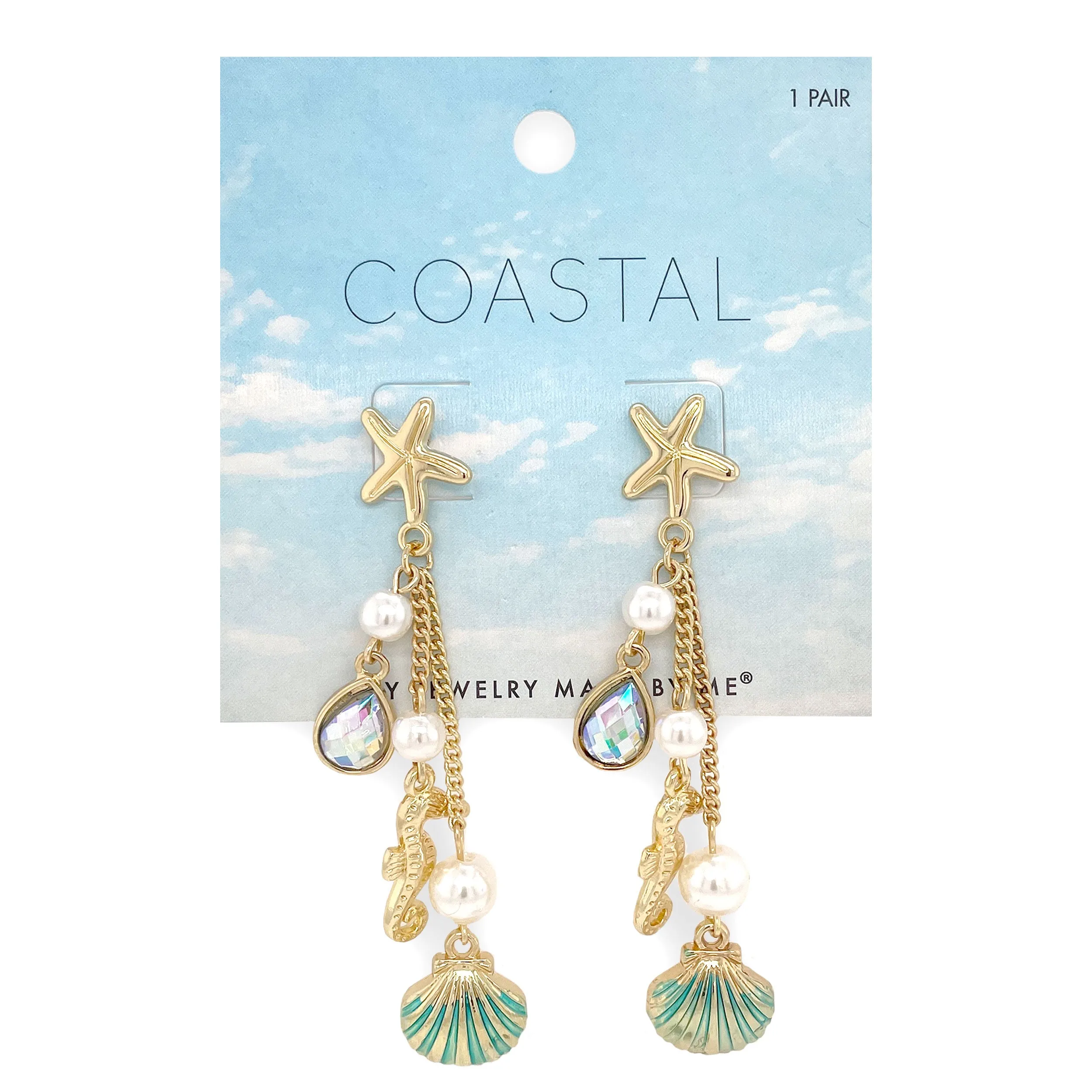 Shell Seahorse Dangle Earrings