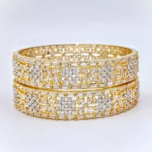 Silver Gold AD Bangle Set