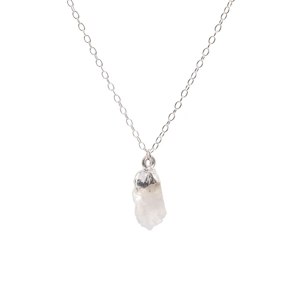 Silver Moonstone Raw Crystal Necklace