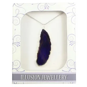 Silver Plated Agate Pendant - Purple