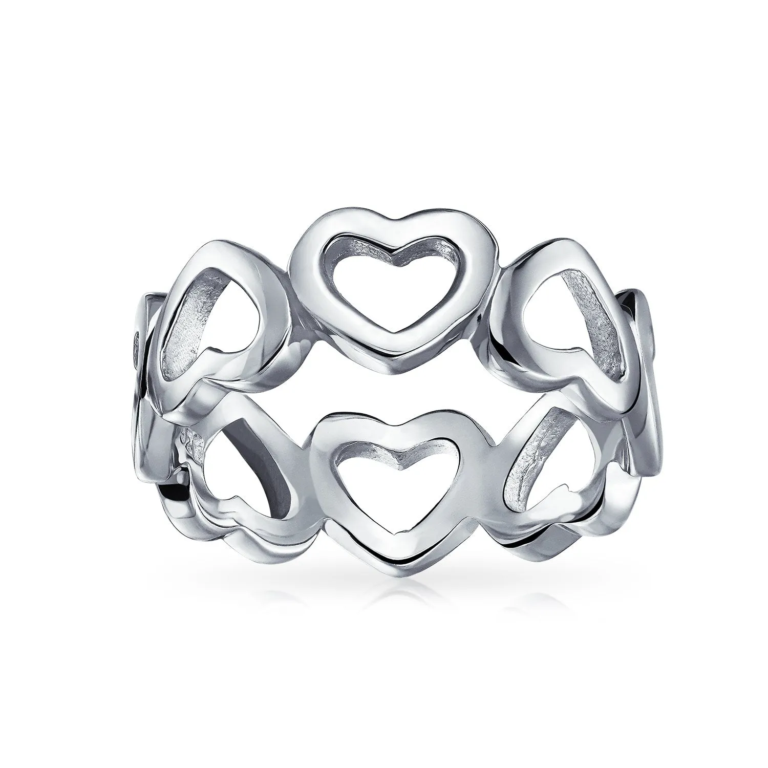 Silver Ring: BFF Friendship XO Heart Eternity Band Promise Ring in Sterling