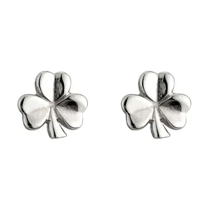 Silver Shiny Shamrock Stud Earring