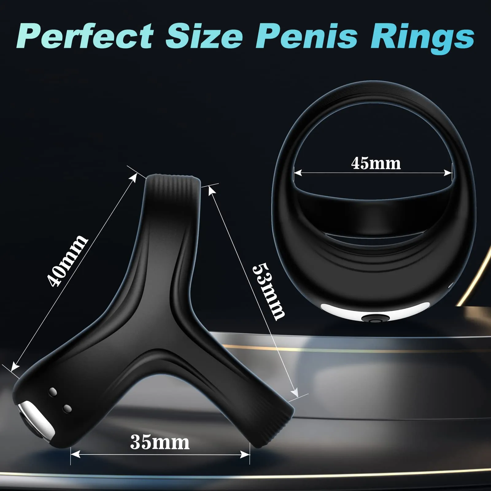 Sleek Black Penis Ring Customizable Settings