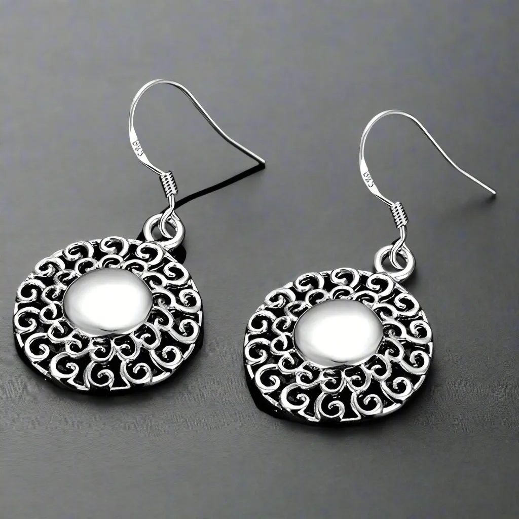 Soleil Silver Drop Earrings – Elegant Swirls for Women