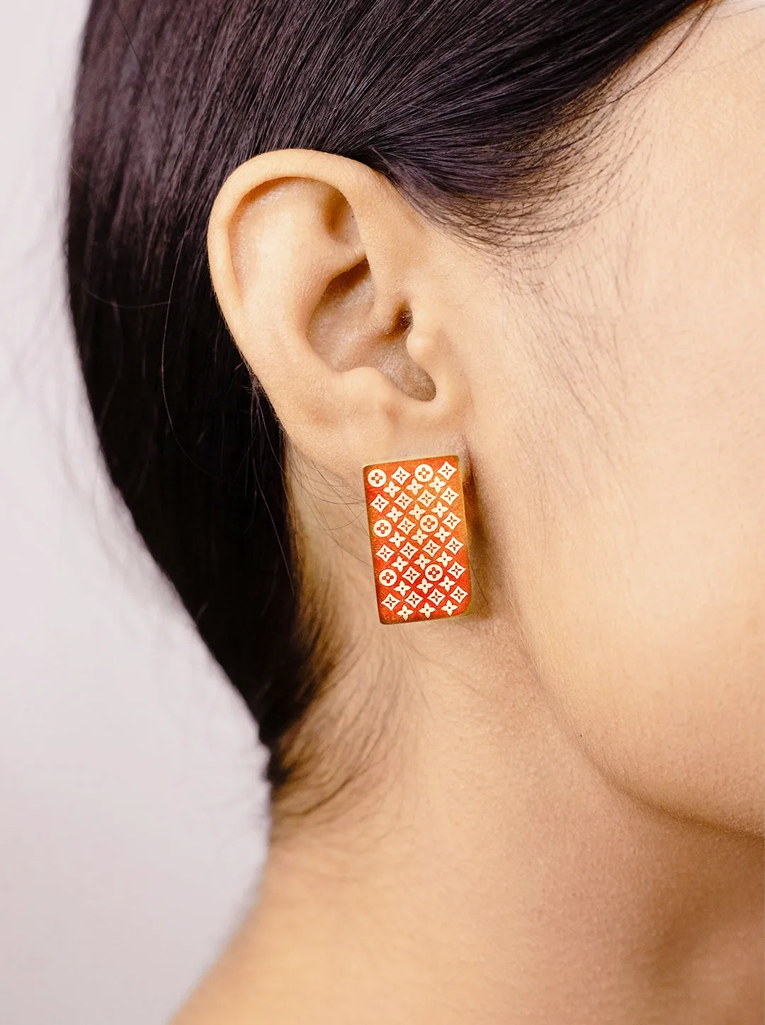 Square 22K Gold Plated Stud Earrings By Ornaio