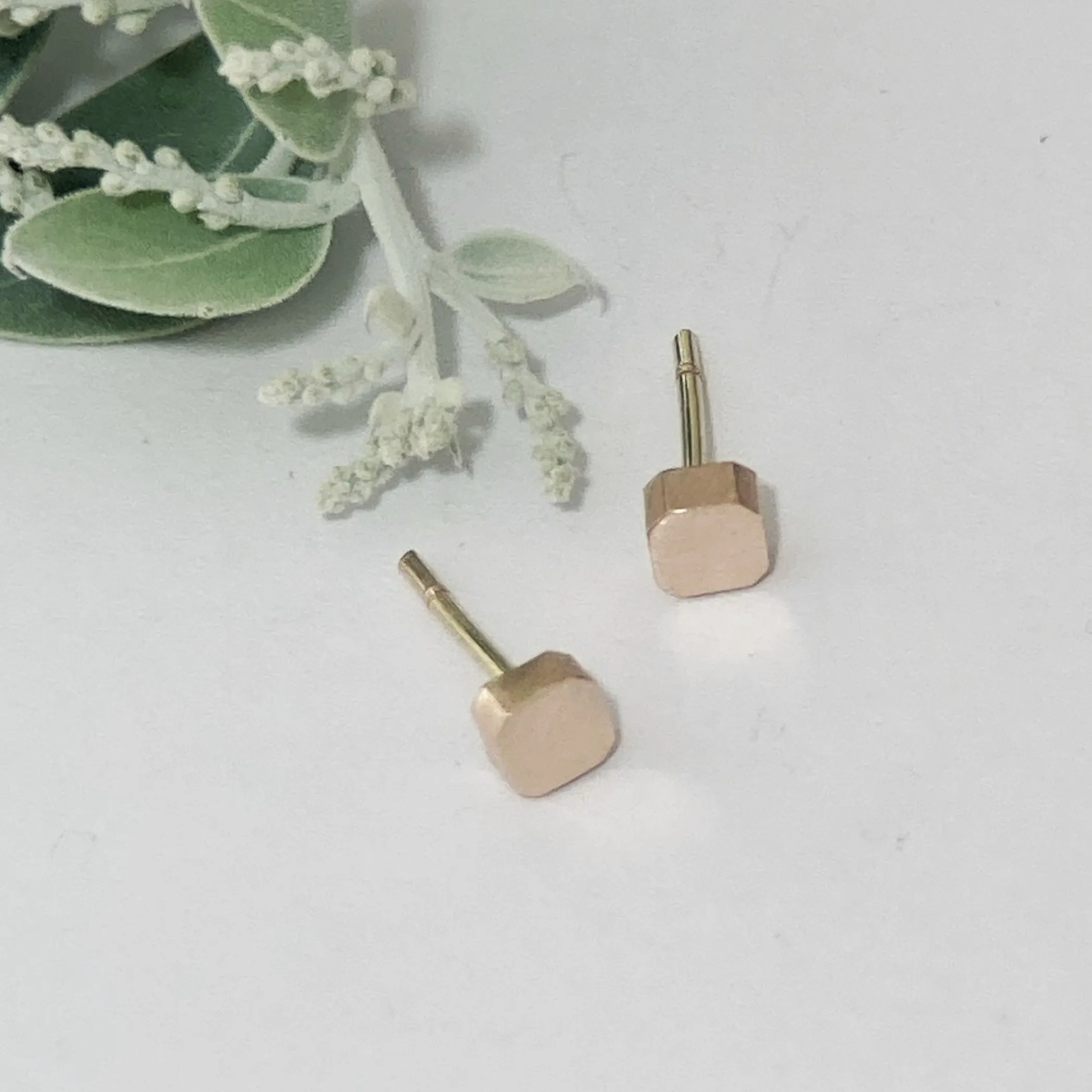 Square rose gold POP studs