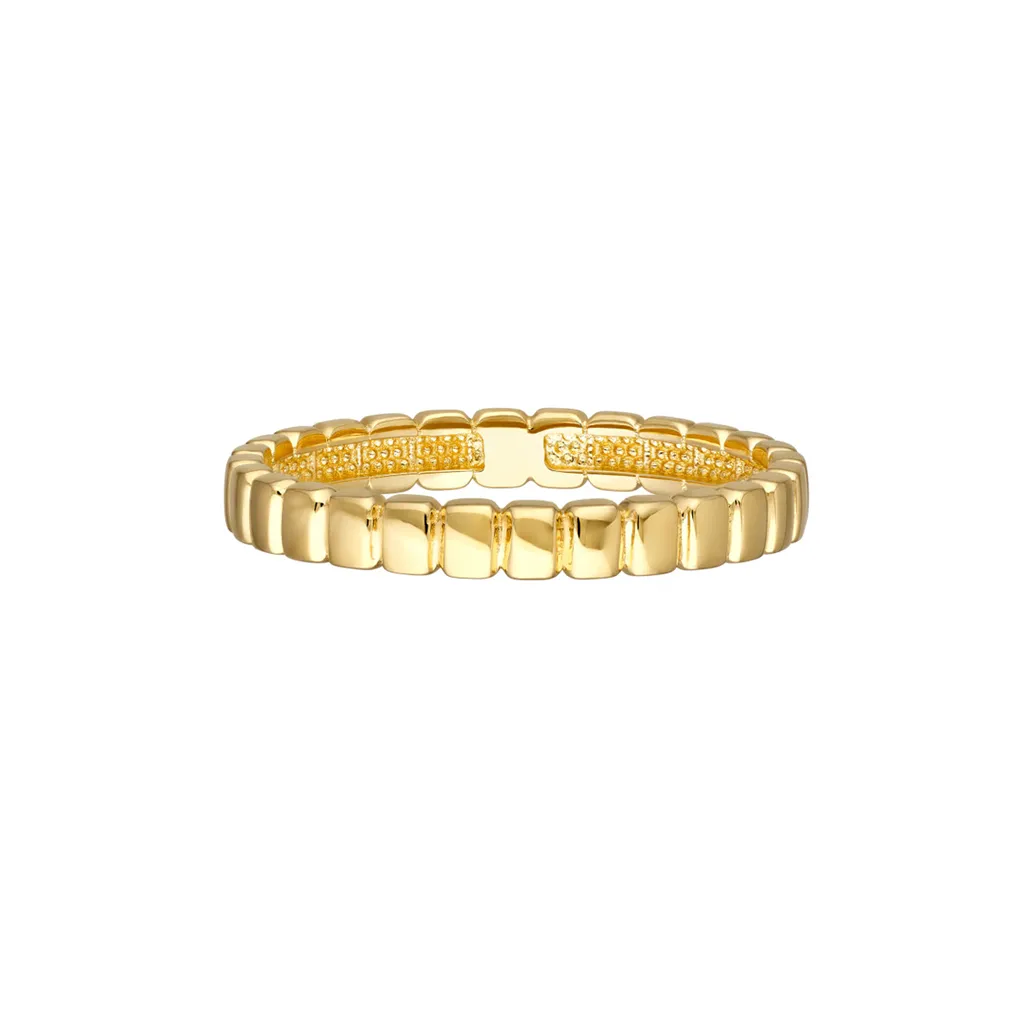 Stackable Tag Band Ring | Genuine 14K Yellow Gold