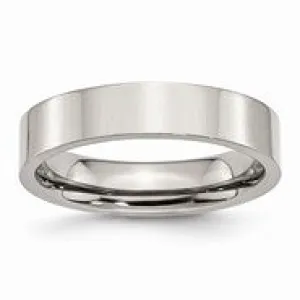 Stainless Steel Flat 5mm Polished Wedding Band Ring