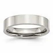 Stainless Steel Flat 5mm Polished Wedding Band Ring