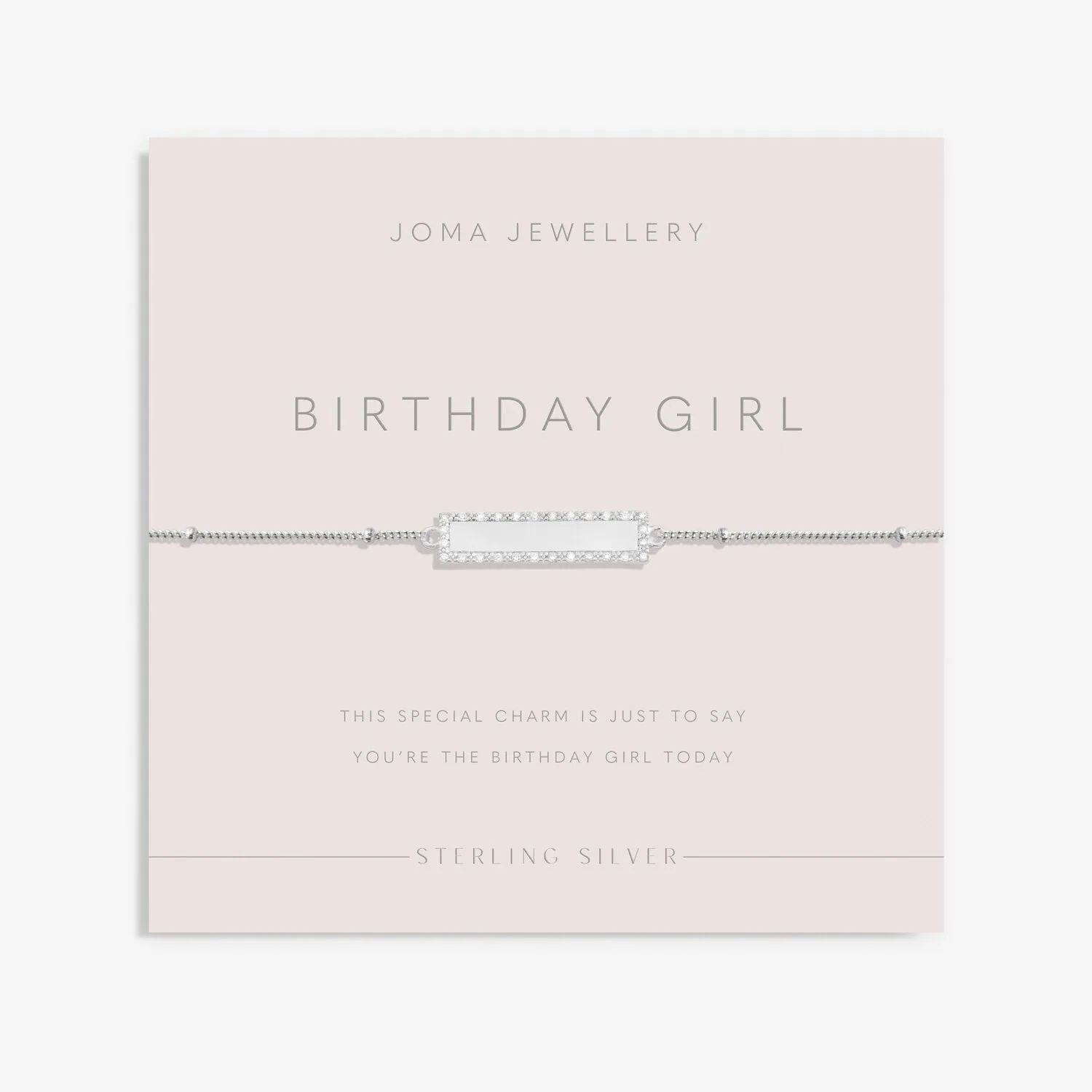 Sterling Silver Birthday Girl Pave Bar Bracelet JJS0057