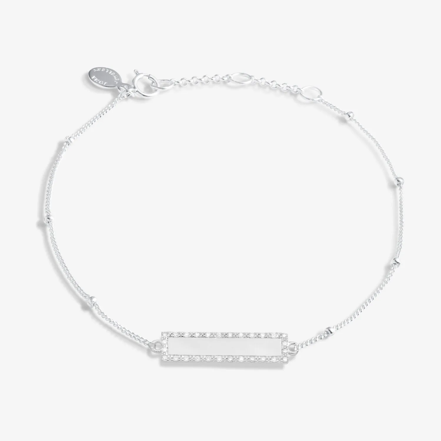 Sterling Silver Birthday Girl Pave Bar Bracelet JJS0057