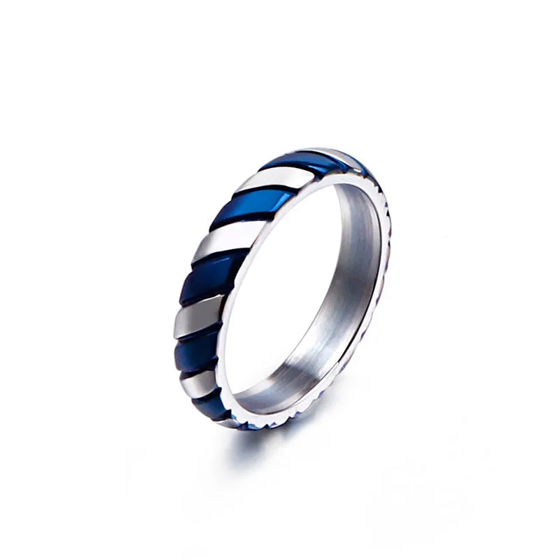 Stylish Couples' Striped Titanium Steel Rings - European and American Fashion Accessories for Men and Women