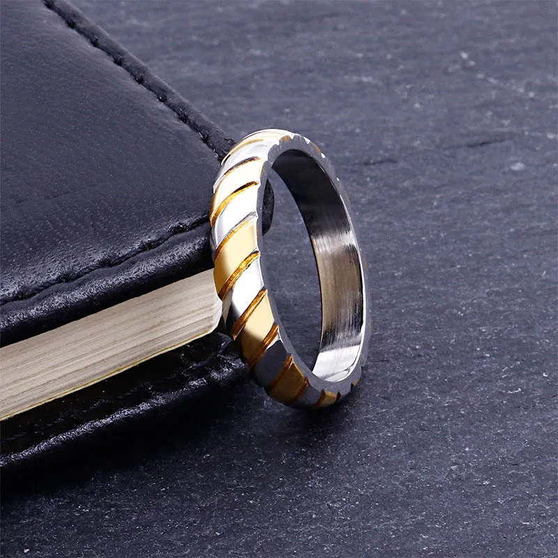 Stylish Couples' Striped Titanium Steel Rings - European and American Fashion Accessories for Men and Women