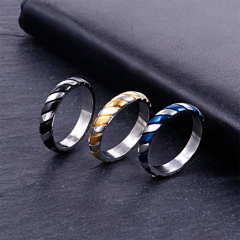 Stylish Couples' Striped Titanium Steel Rings - European and American Fashion Accessories for Men and Women