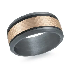 Tantalum with Carbon Fiber and 14K Rose Gold Ring from the Tantalum Collection by Malo - MRDTC-017-9BP