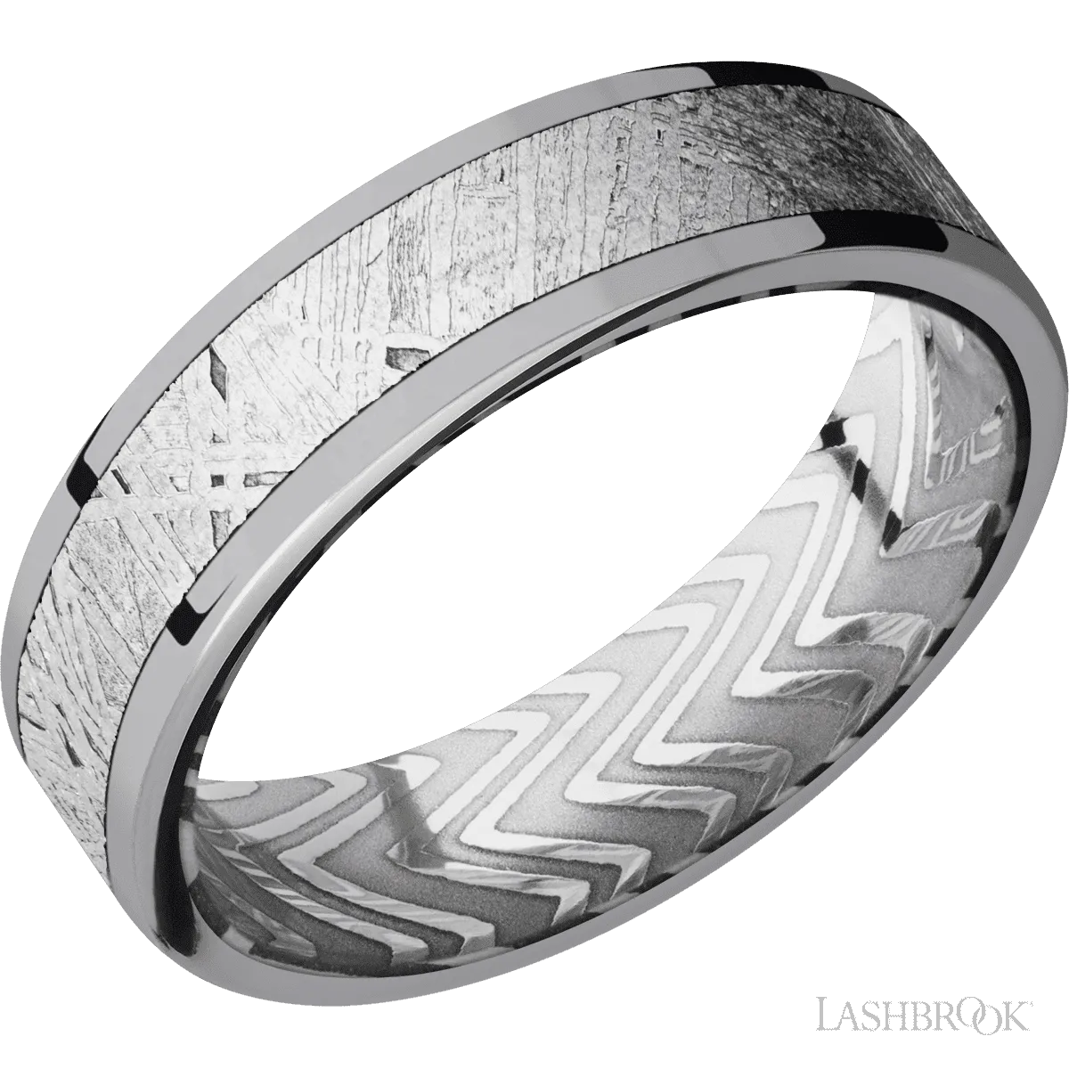 Tantalum with Polish Finish and Meteorite Inlay and Zebra - 6MM