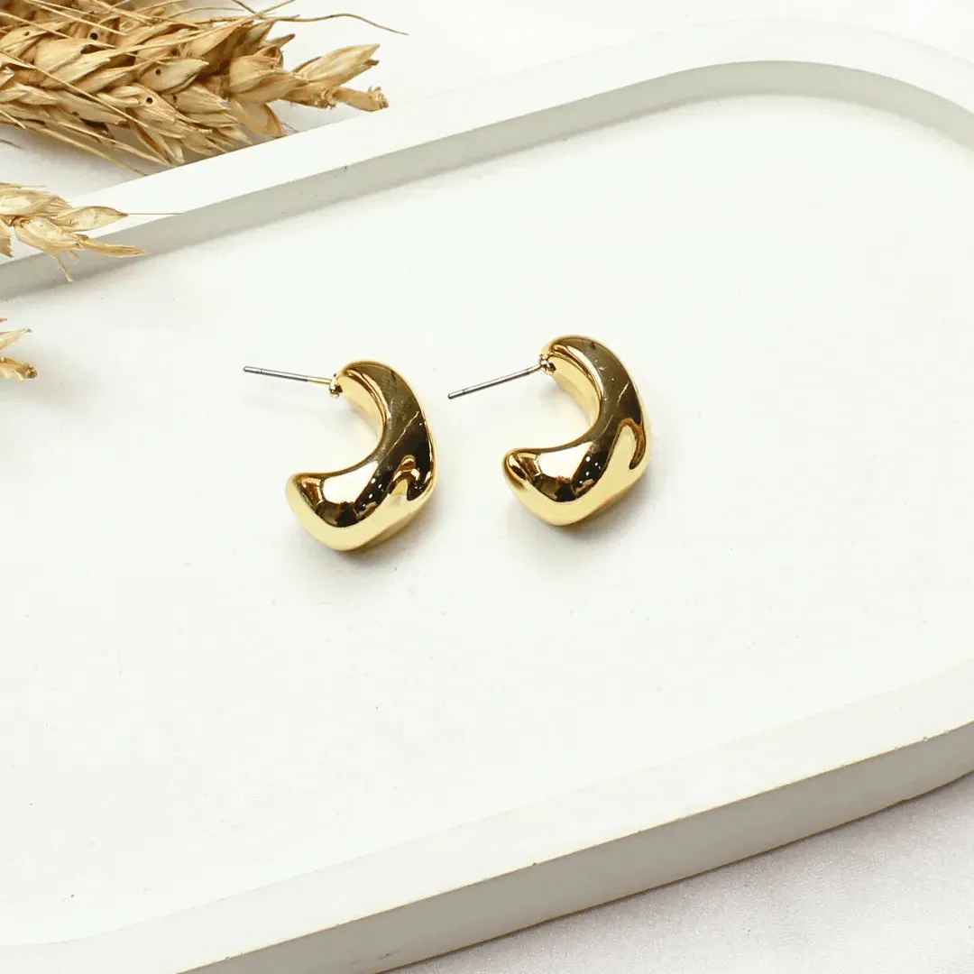 TFC Peanut Gold Plated Huggie Stud Earrings