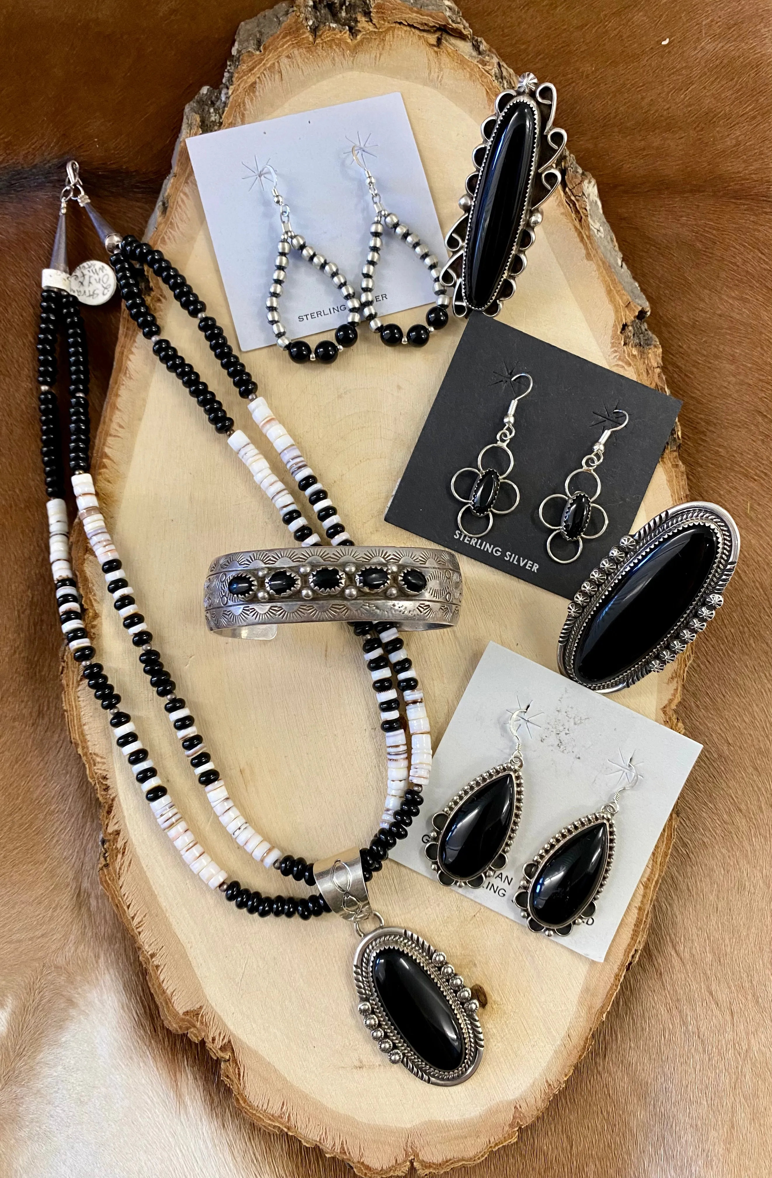 The Josephine Black Onyx & Navajo Pearl Earrings