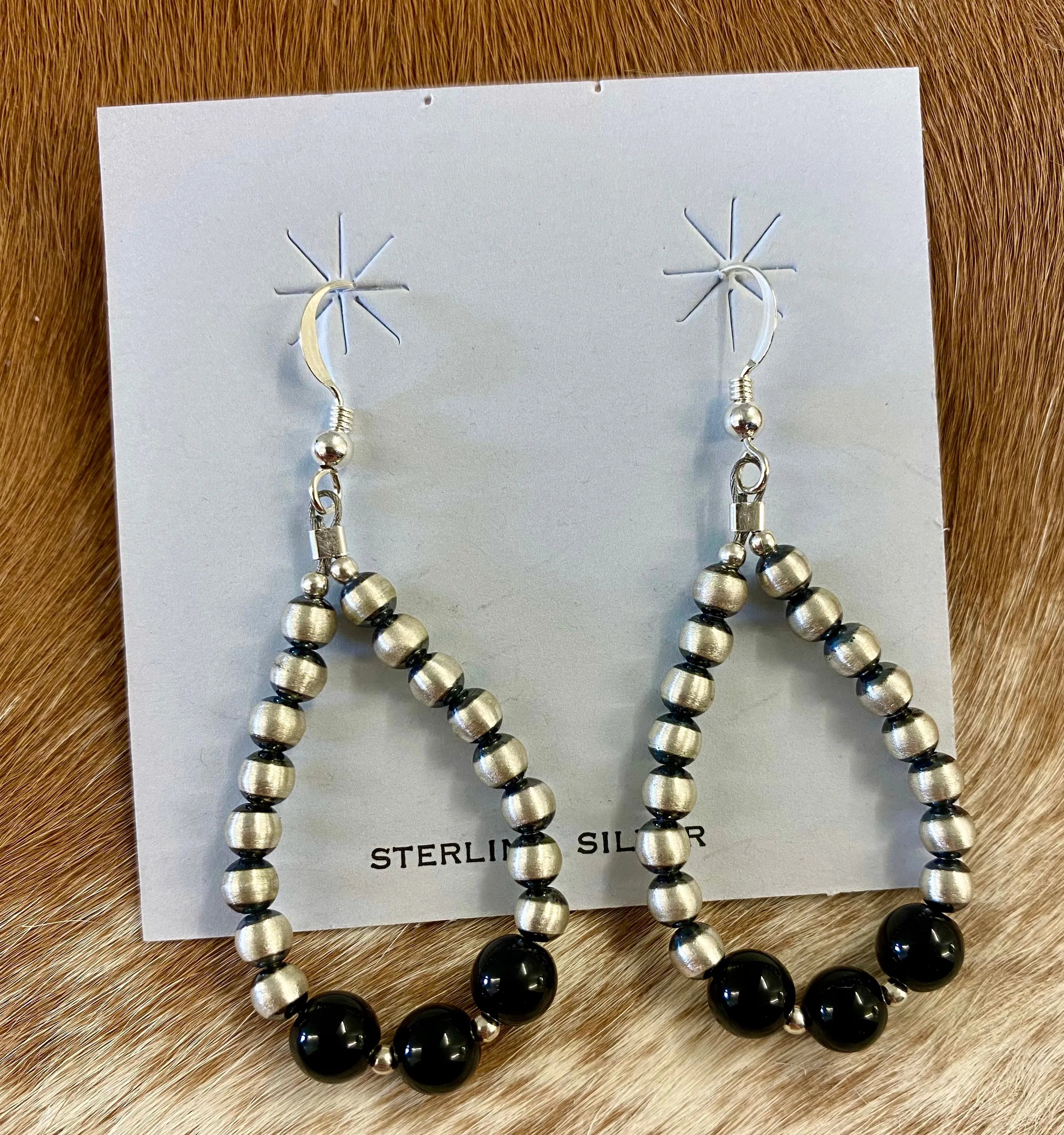 The Josephine Black Onyx & Navajo Pearl Earrings