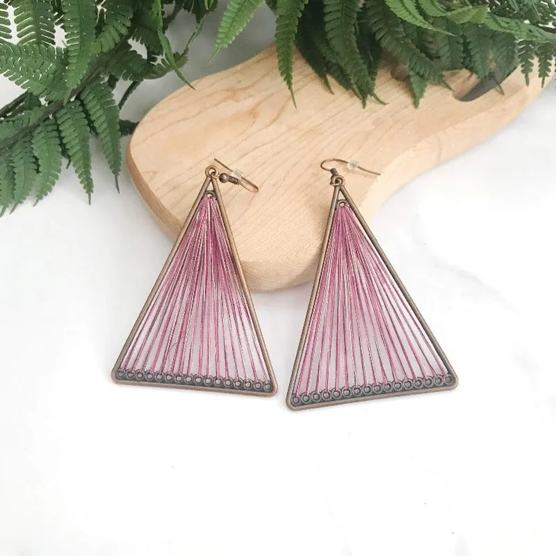 Threaded Boho Dangle Teardrop and Triangle Earrings