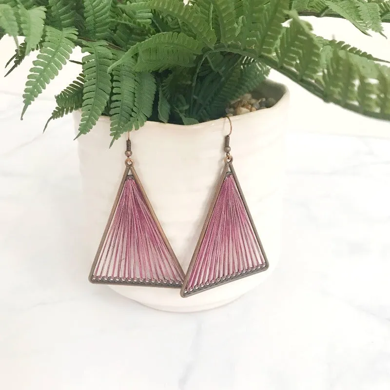 Threaded Boho Dangle Teardrop and Triangle Earrings