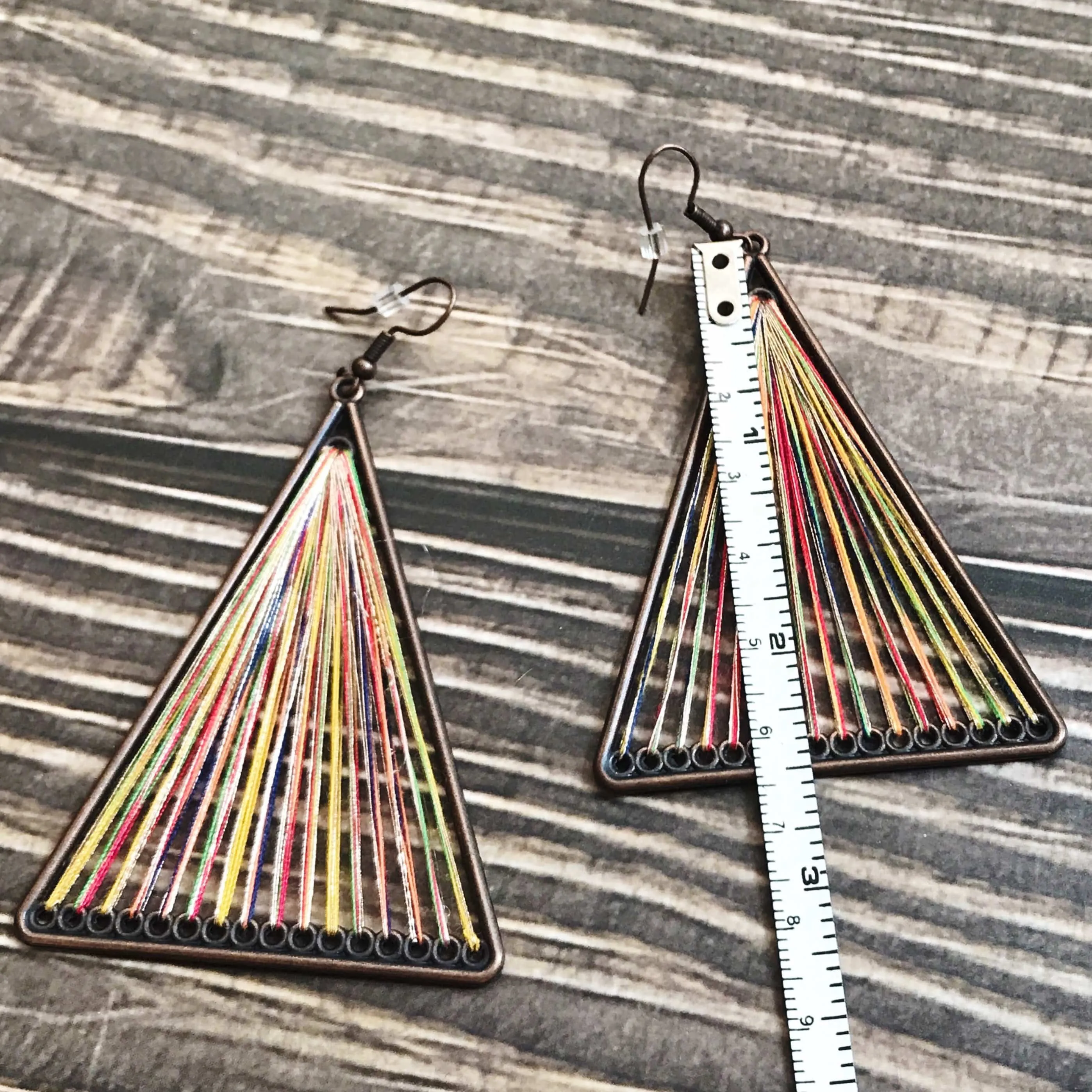 Threaded Boho Dangle Teardrop and Triangle Earrings