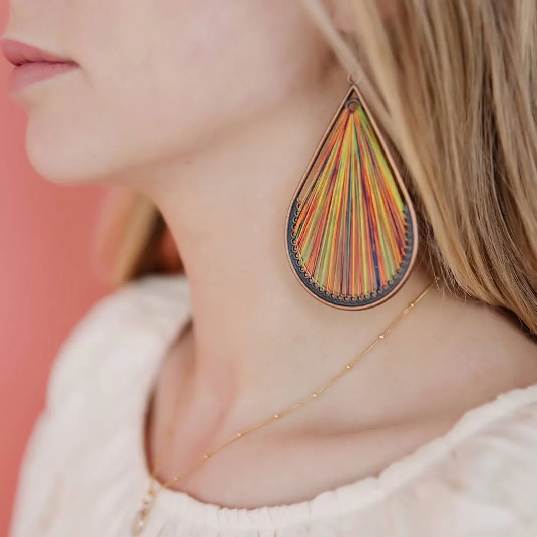 Threaded Boho Dangle Teardrop and Triangle Earrings