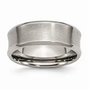 Titanium Beveled Edge, Concave 8mm Polished & Brushed Wedding Band Ring