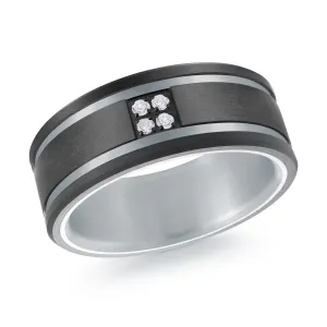 Titanium with Carbon Fiber and 14K White Gold Ring from the Titanium Collection by Malo - MRDTI-016-9BWD