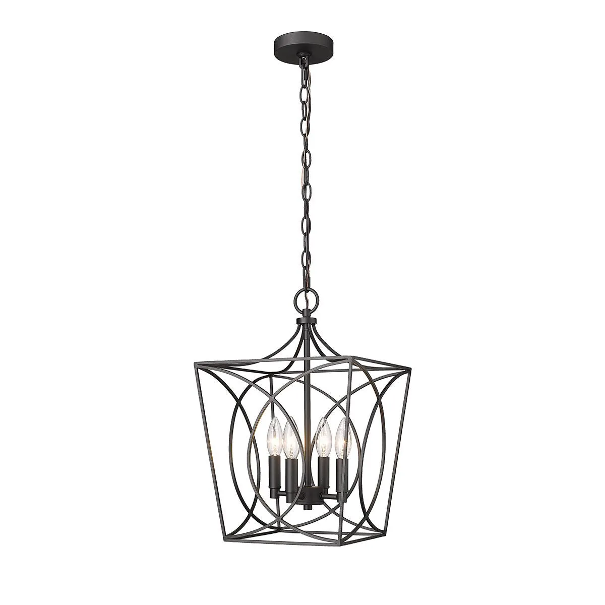 Tracy 12 in. 4 Lights Pendant Light Matte Black Finish