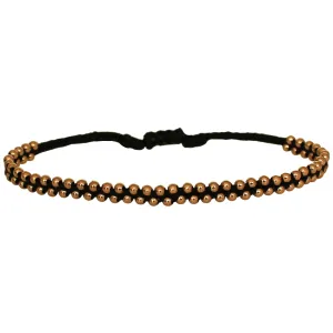 TRENZA HANDWOVEN BRACELET IN BLACK & ROSE GOLD