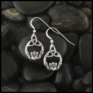 Trinity Claddagh Earrings in Silver