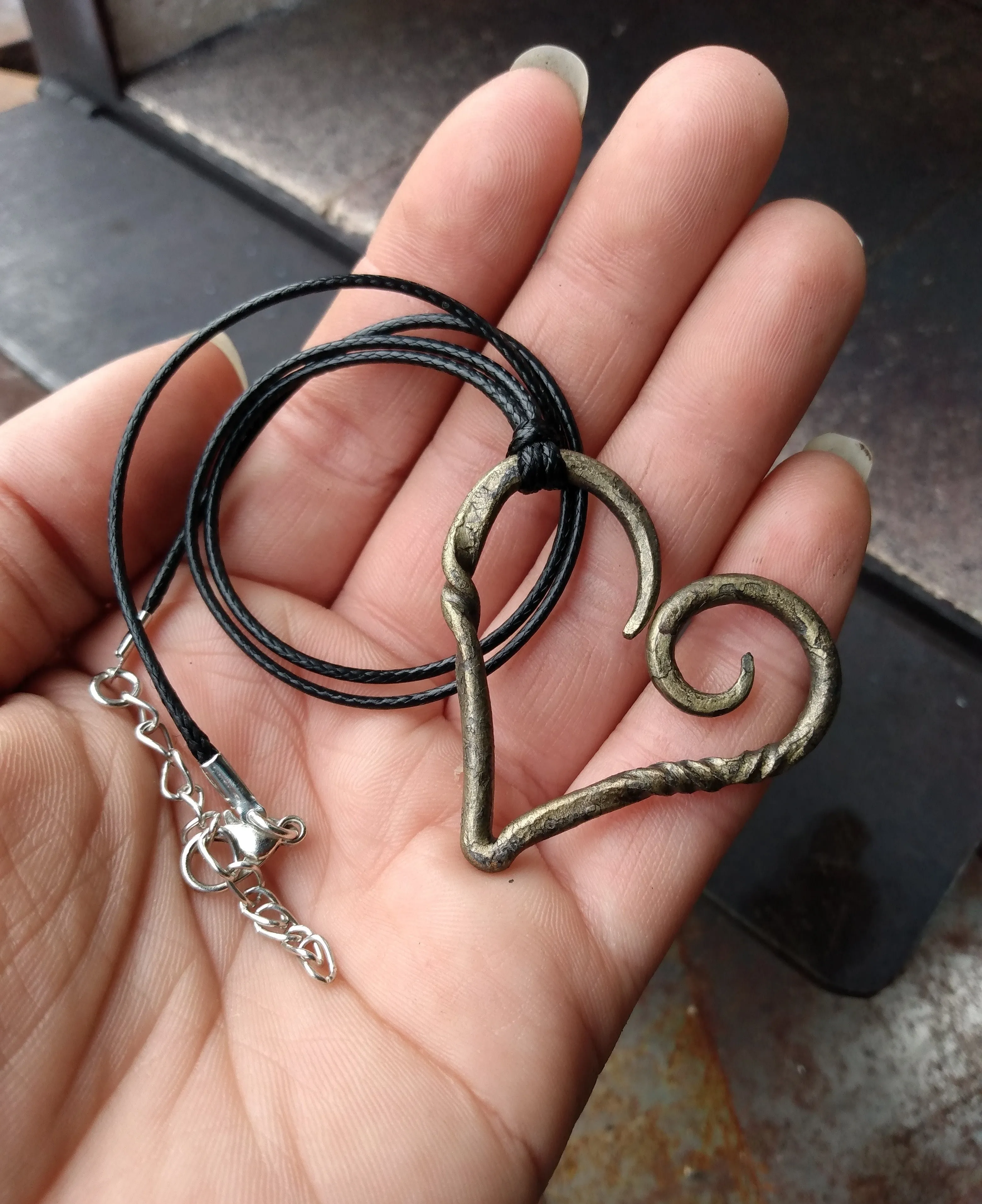 Twisted Steel Heart Necklace