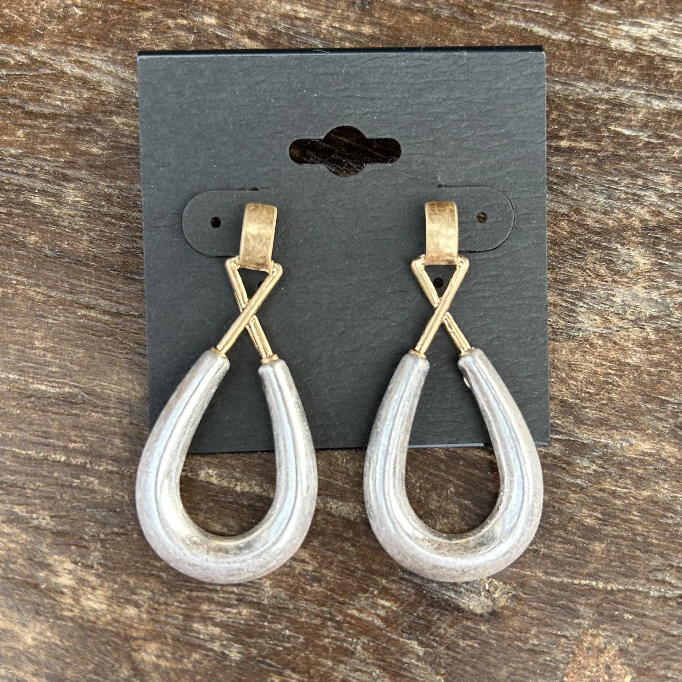 Two Tone Teardrop Earrings