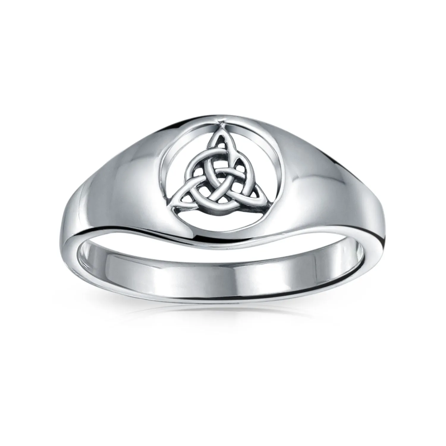 Unisex Silver Ring with Viking Celtic Infinity Knot Triquetra Signet Design