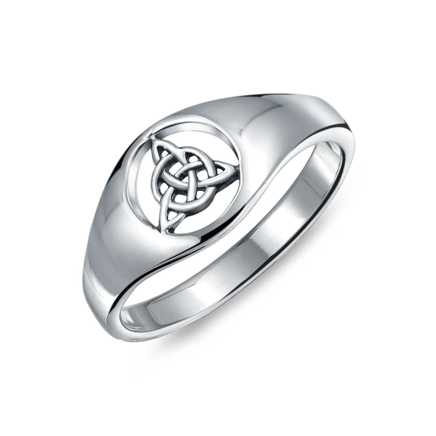 Unisex Silver Ring with Viking Celtic Infinity Knot Triquetra Signet Design