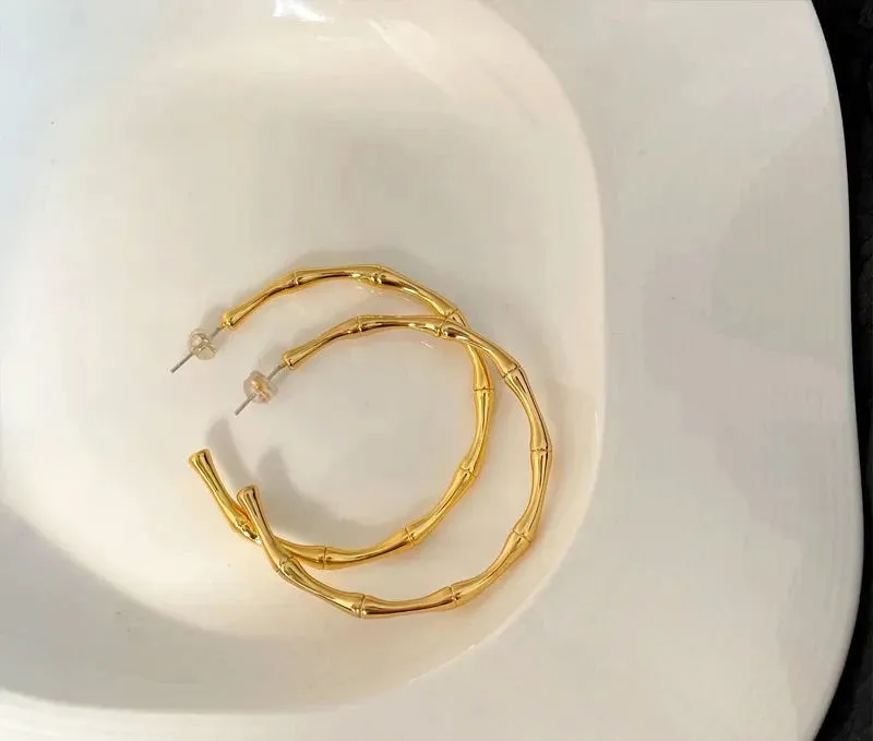 VAIGE Elegant 925 Silver Needle Hoop Earrings in Classic Gold