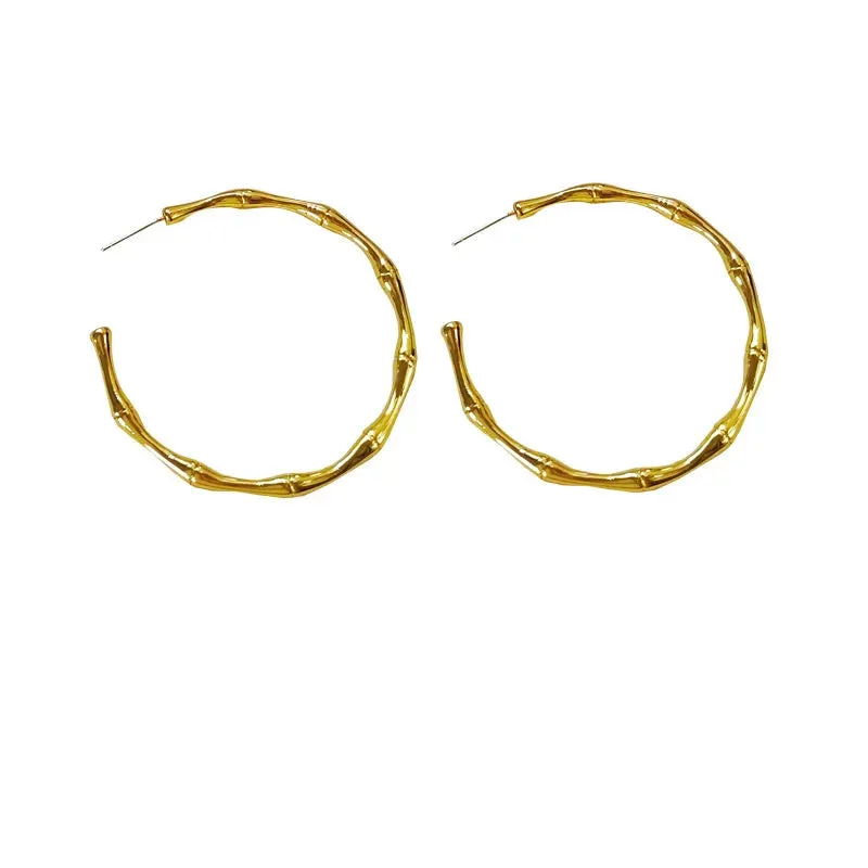 VAIGE Elegant 925 Silver Needle Hoop Earrings in Classic Gold