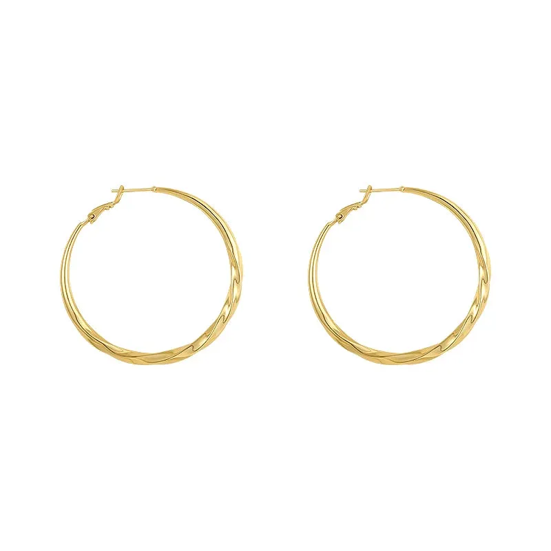 VAIGE Elegant Gold Mobius Hoop Earrings - 50mm Diameter, Fashionable Copper Alloy Jewelry for Daily Wear