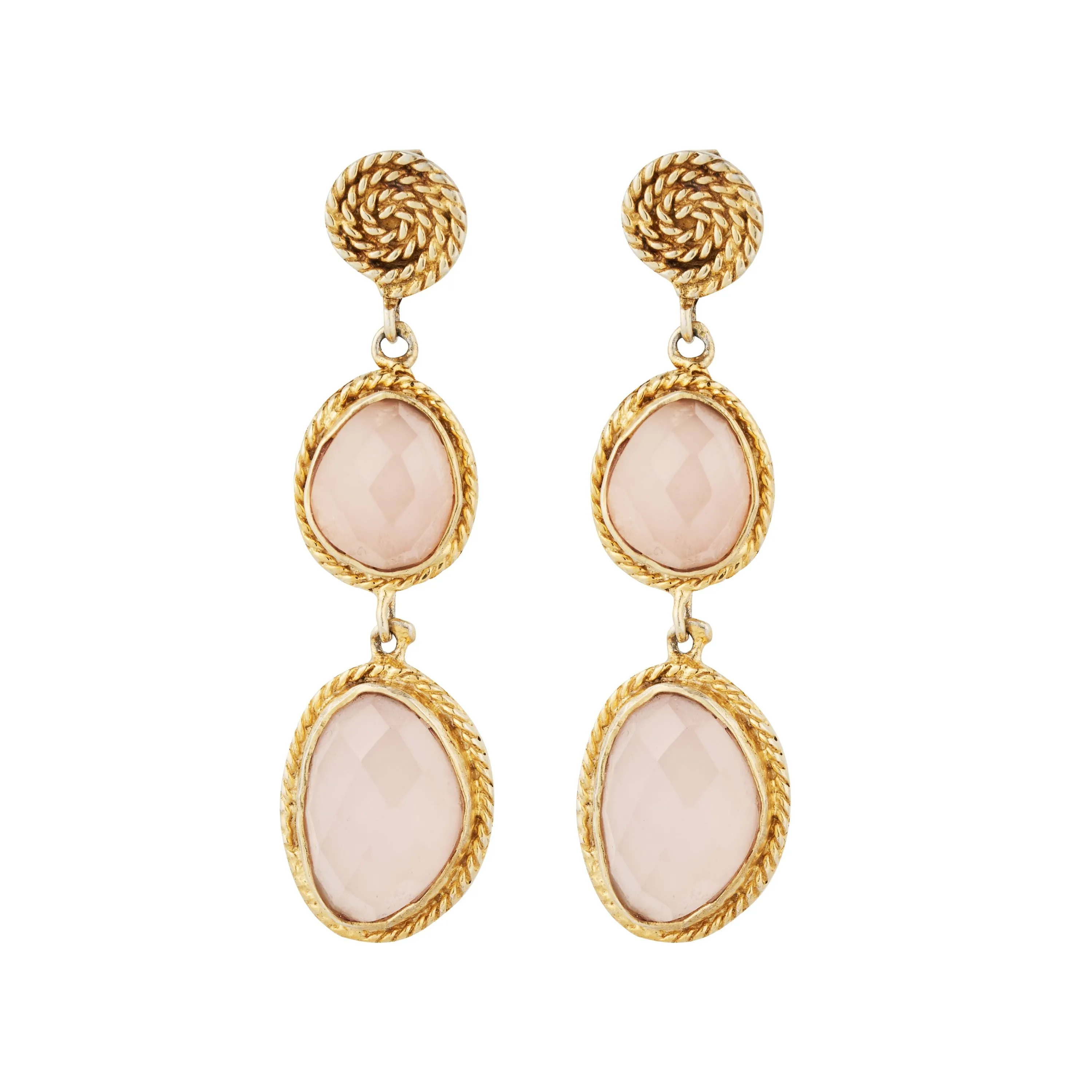 Vama | Brielle Earrings | Metal-Sterling Silver | Stone-Rose Quartz | Finish-Shiny