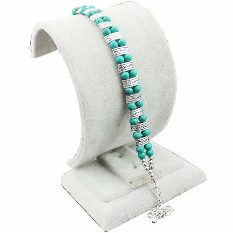 Vintage Look Tibetan Alloy Antique Silver Plated Delicate Bohemia Turquoise Cuff Bracelet