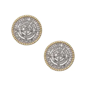 Women's Multi-Diamond Double Frame Round Diamond Stud Earrings 0.4ct 10K Yellow Gold